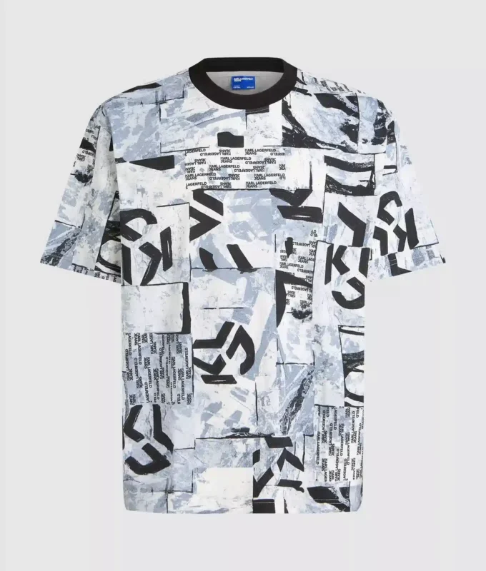 Lässiges T-Shirt mit durchgehendem Monogramm-Print Lässiges T-Shirt mit durchgehendem Monogramm-Print