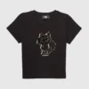 Mädchen-T-Shirt mit Pailletten und Ikon Choupette-Motiv Mädchen-T-Shirt mit Pailletten und Ikon Choupette-Motiv