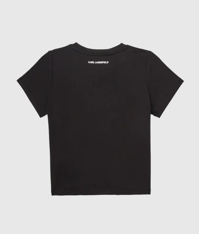 Mädchen-T-Shirt mit Pailletten und Ikon Choupette-Motiv Mädchen-T-Shirt mit Pailletten und Ikon Choupette-Motiv