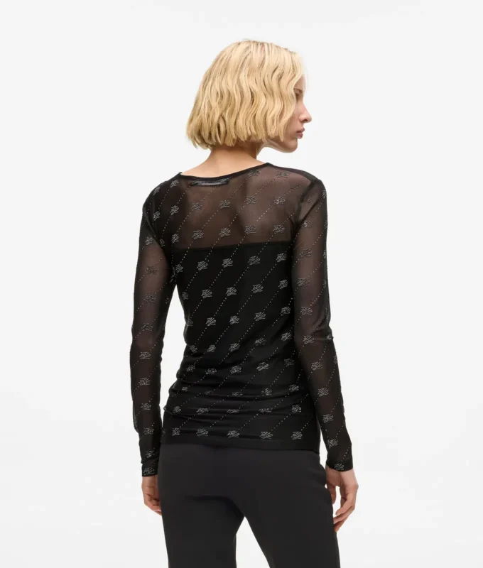 Mesh-Oberteil mit Strass-Autogramm Mesh-Oberteil mit Strass-Autogramm