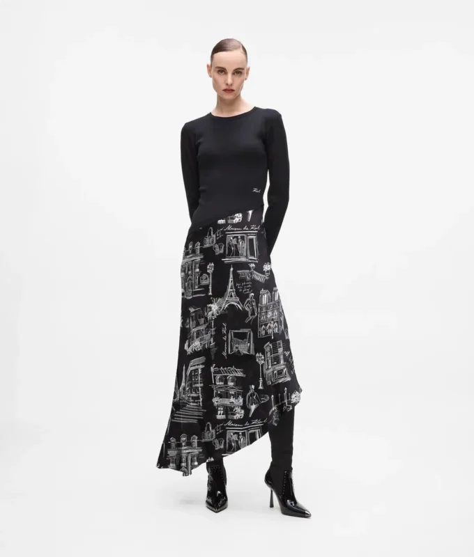 Midi-Kleid mit Paris-Skizzen Midi-Kleid mit Paris-Skizzen
