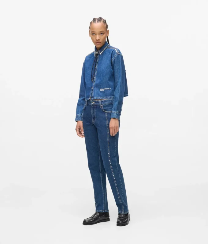 Mom-Jeans mit Nieten