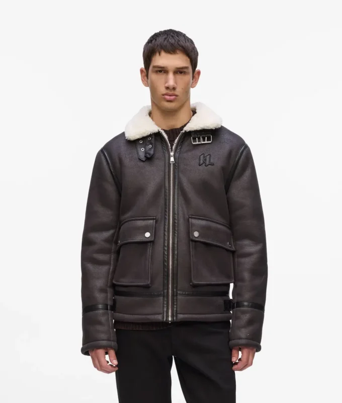 Monogramm-Lammfelljacke