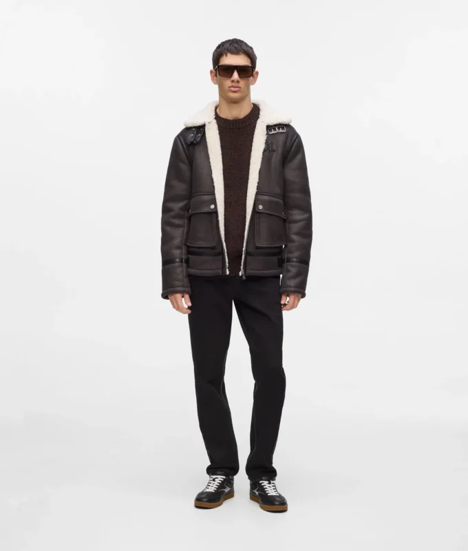 Monogramm-Lammfelljacke