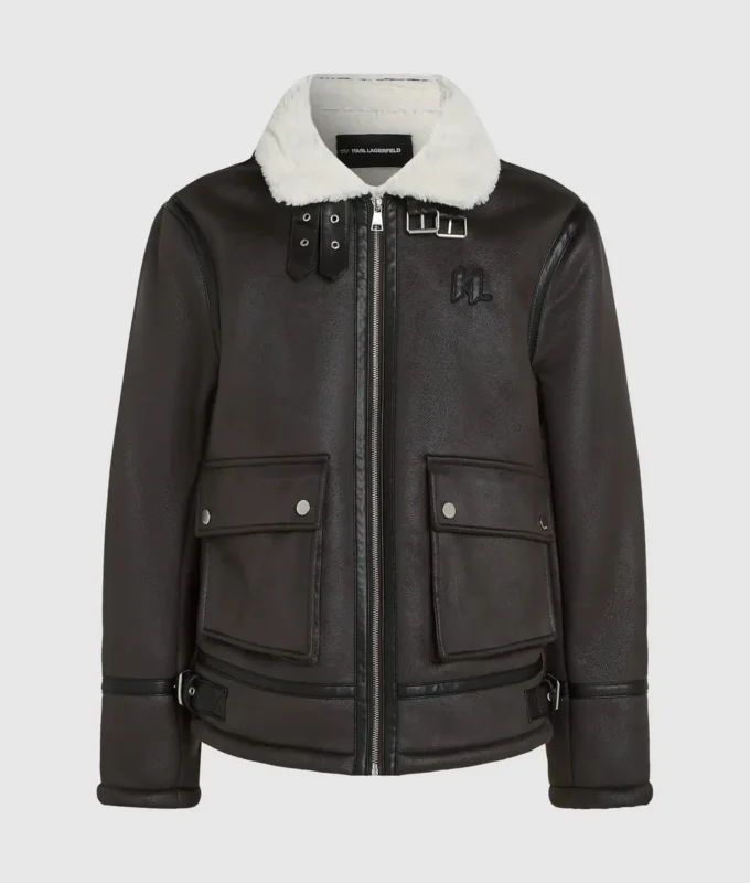 Monogramm-Lammfelljacke