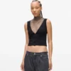 Oberteil mit V-Ausschnitt und Strass-Mesh Oberteil mit V-Ausschnitt und Strass-Mesh