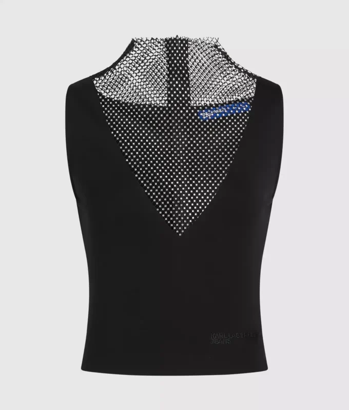 Oberteil mit V-Ausschnitt und Strass-Mesh Oberteil mit V-Ausschnitt und Strass-Mesh