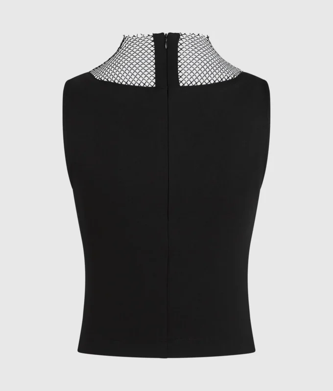 Oberteil mit V-Ausschnitt und Strass-Mesh Oberteil mit V-Ausschnitt und Strass-Mesh