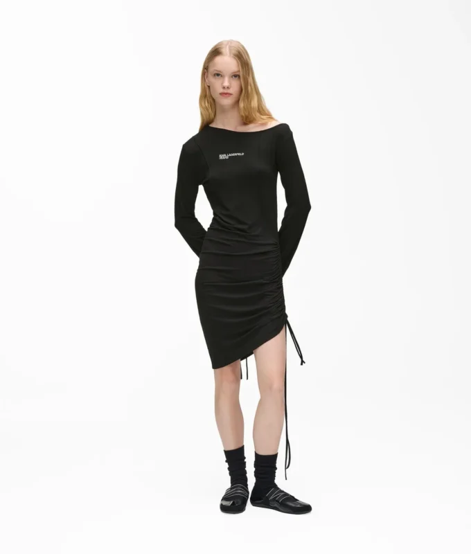 Off-Shoulder-Kleid mit Kordelzug Off-Shoulder-Kleid mit Kordelzug