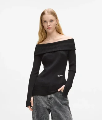 Off-Shoulder-Strickoberteil