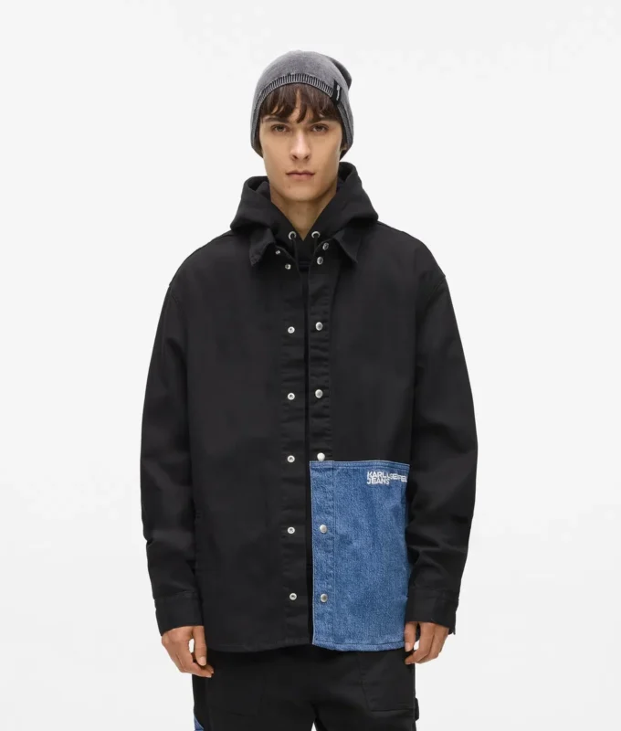 Overshirt mit Denim-Einsätzen Overshirt mit Denim-Einsätzen