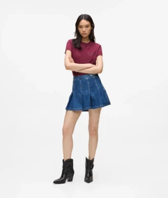 Plissierter Minirock aus Denim