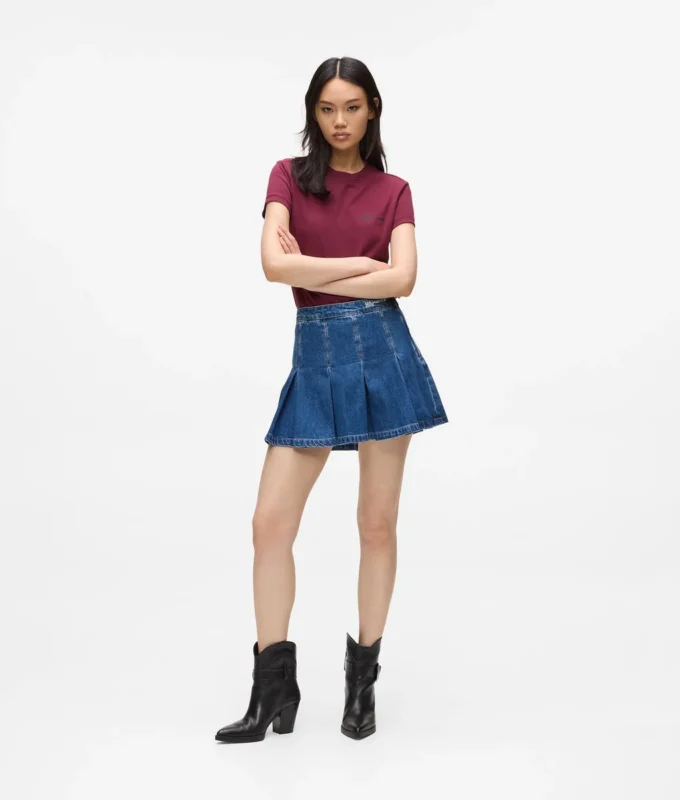 Plissierter Minirock aus Denim