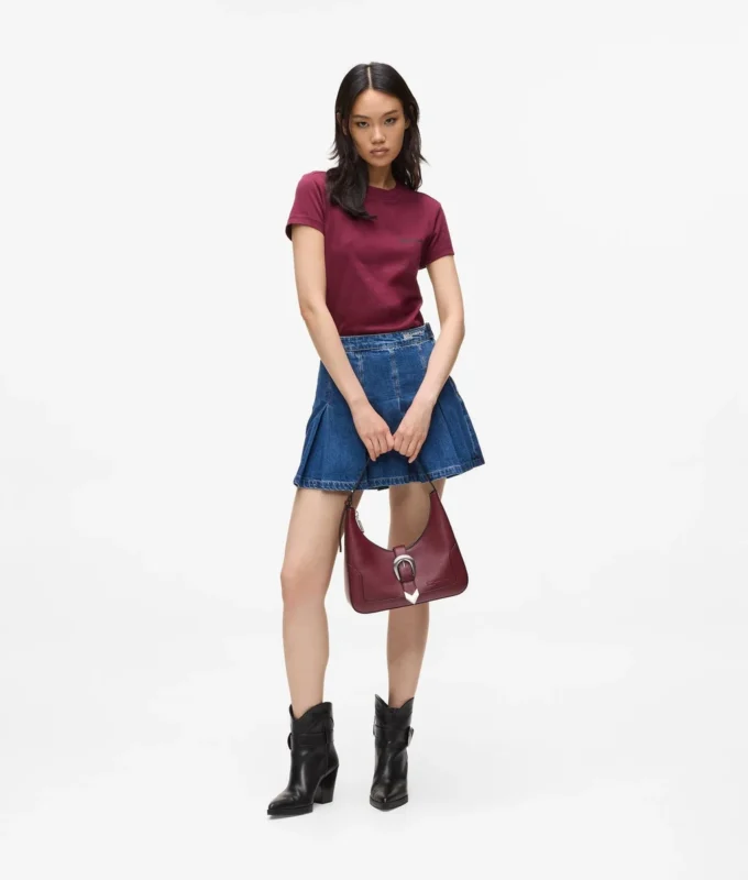 Plissierter Minirock aus Denim