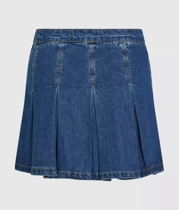 Plissierter Minirock aus Denim