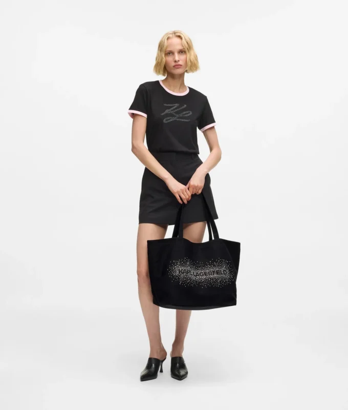 Shopper mit Strass-Logo Shopper mit Strass-Logo