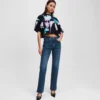 STRAIGHT-JEANS MIT SPLIT-SAUM UND HOHER TAILLE