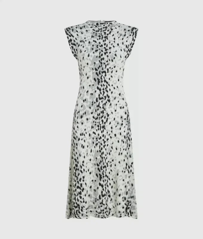 Strickkleid mit Schneeleopardenmuster Strickkleid mit Schneeleopardenmuster
