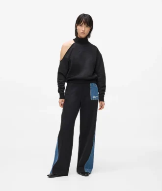 Sweathose mit Denim-Einsatz