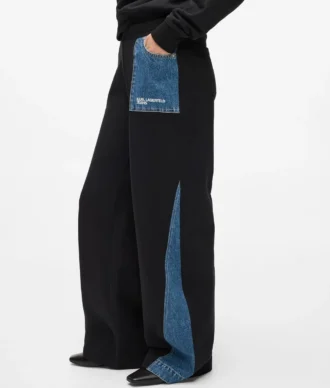 Sweathose mit Denim-Einsatz