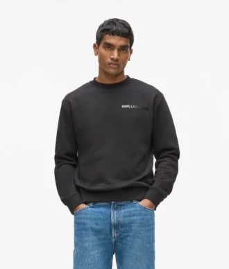 Sweatshirt mit Rundhalsausschnitt und Samtlogo