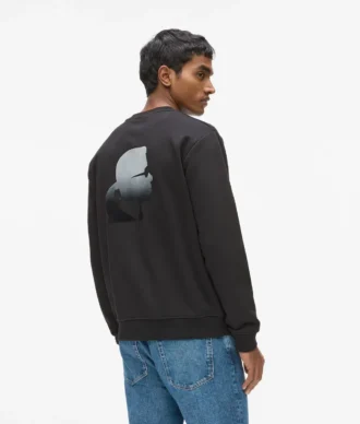 Sweatshirt mit Rundhalsausschnitt und Samtlogo