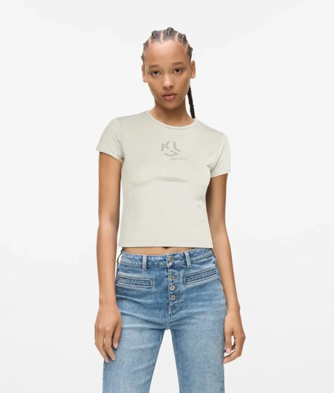 T-Shirt mit Monogramm und Nieten T-Shirt mit Monogramm und Nieten