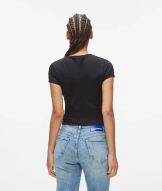 T-Shirt mit Monogramm und Nieten