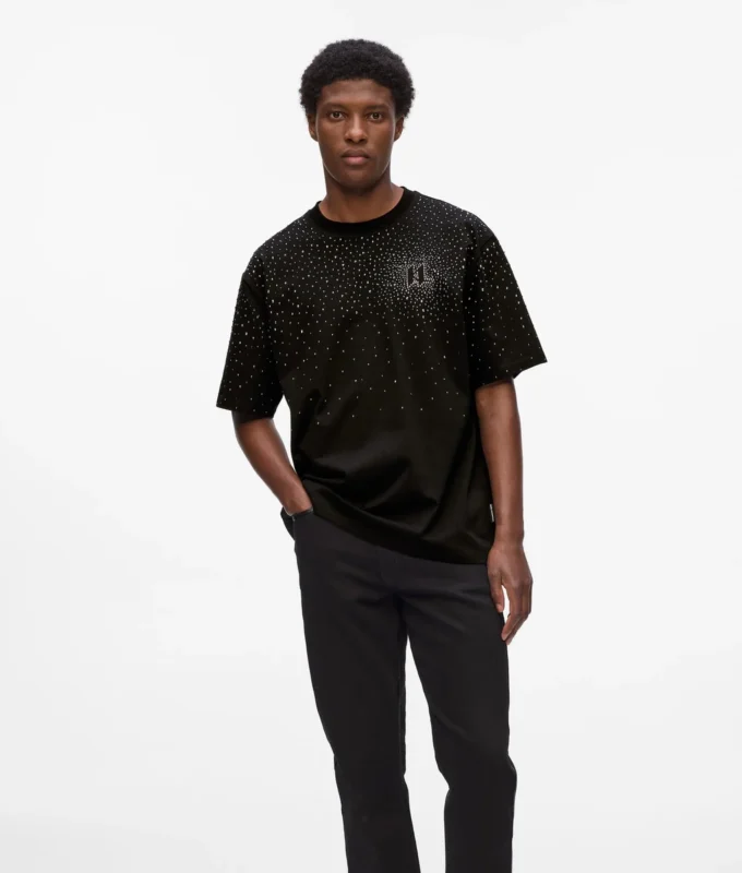 T-Shirt mit Strass-Monogramm T-Shirt mit Strass-Monogramm