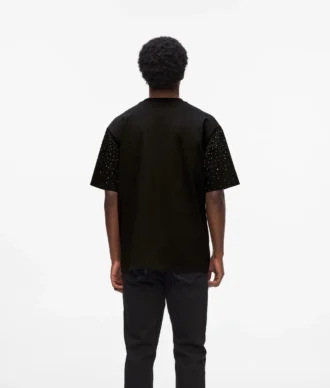 T-Shirt mit Strass-Monogramm
