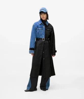 Trenchcoat mit Denim-Einsätzen