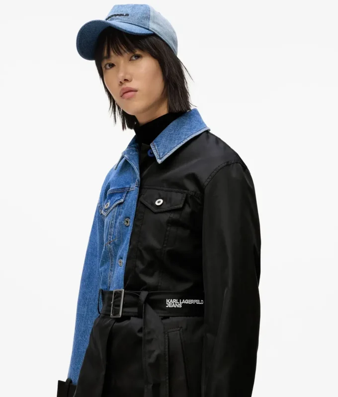 Trenchcoat mit Denim-Einsätzen Trenchcoat mit Denim-Einsätzen
