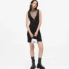 V-Ausschnitt-Kleid aus Strass-Mesh V-Ausschnitt-Kleid aus Strass-Mesh