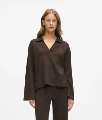 Waffel-Loungewear-Poloshirt