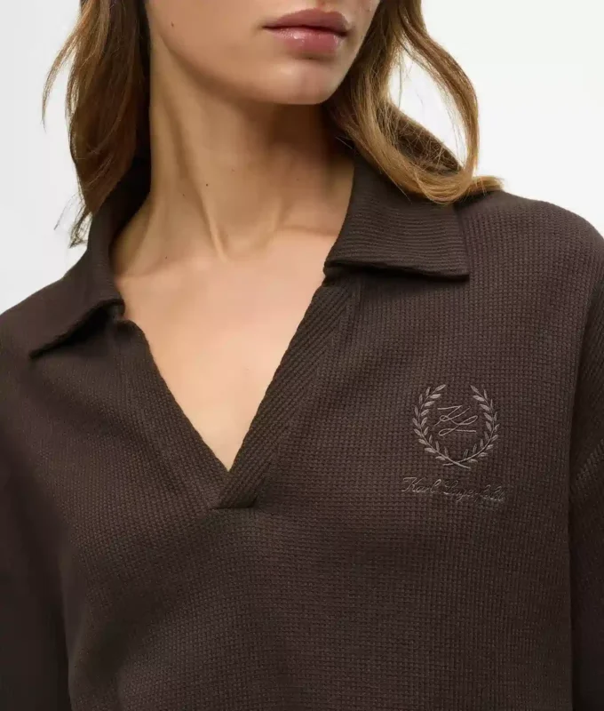 Waffel-Loungewear-Poloshirt