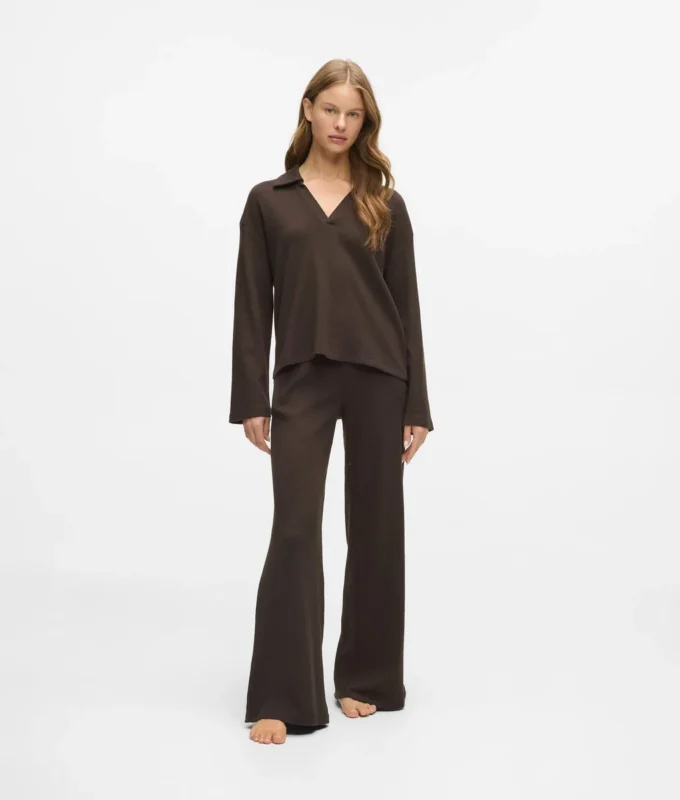 Waffel-Loungewear-Poloshirt