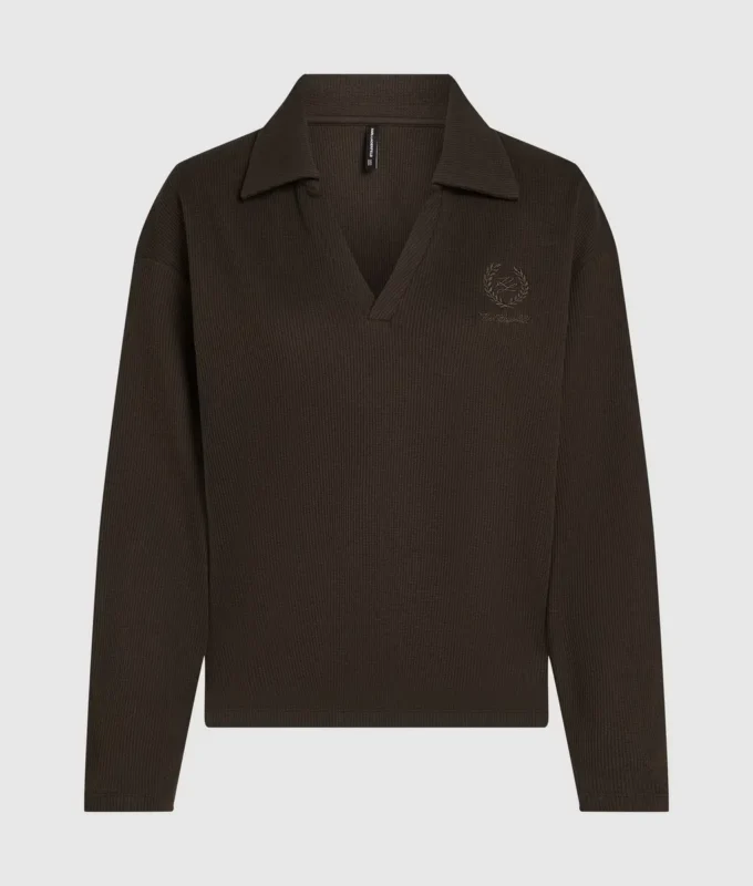 Waffel-Loungewear-Poloshirt